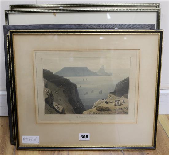 William Daniell, nine coloured aquatints, coastal views, overall 8.5 x 11.5in.